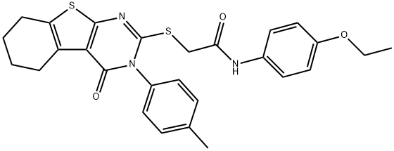 N-(4-ethoxyphenyl)-2-{[3-(4-methylphenyl)-4-oxo-3,4,5,6,7,8-hexahydro[1]benzothieno[2,3-d]pyrimidin-2-yl]sulfanyl}acetamide 结构式