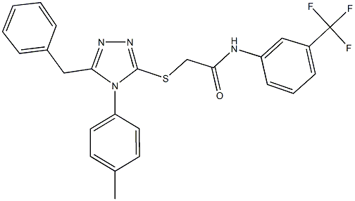 2-{[5-benzyl-4-(4-methylphenyl)-4H-1,2,4-triazol-3-yl]sulfanyl}-N-[3-(trifluoromethyl)phenyl]acetamide 结构式