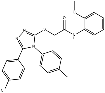 2-{[5-(4-chlorophenyl)-4-(4-methylphenyl)-4H-1,2,4-triazol-3-yl]sulfanyl}-N-(2-methoxyphenyl)acetamide 结构式