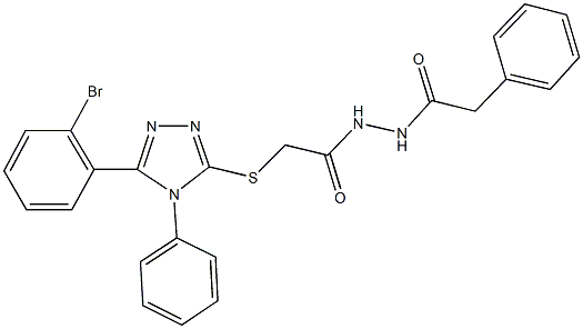 2-{[5-(2-bromophenyl)-4-phenyl-4H-1,2,4-triazol-3-yl]sulfanyl}-N'-(phenylacetyl)acetohydrazide 结构式