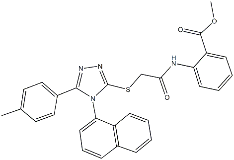 methyl 2-[({[5-(4-methylphenyl)-4-(1-naphthyl)-4H-1,2,4-triazol-3-yl]sulfanyl}acetyl)amino]benzoate 结构式