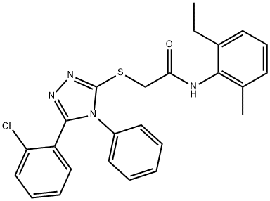 2-{[5-(2-chlorophenyl)-4-phenyl-4H-1,2,4-triazol-3-yl]sulfanyl}-N-(2-ethyl-6-methylphenyl)acetamide 结构式