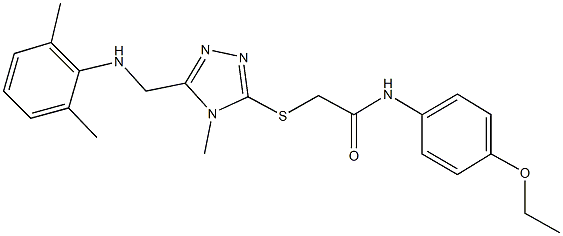 2-({5-[(2,6-dimethylanilino)methyl]-4-methyl-4H-1,2,4-triazol-3-yl}sulfanyl)-N-(4-ethoxyphenyl)acetamide 结构式