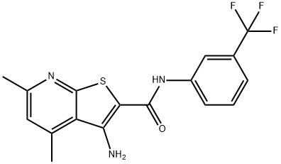 3-amino-4,6-dimethyl-N-[3-(trifluoromethyl)phenyl]thieno[2,3-b]pyridine-2-carboxamide 结构式