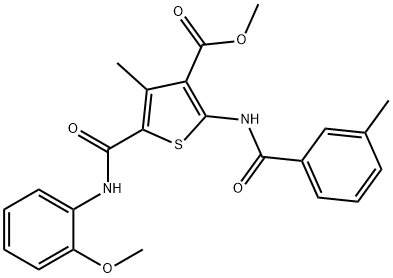 methyl 5-[(2-methoxyanilino)carbonyl]-4-methyl-2-[(3-methylbenzoyl)amino]thiophene-3-carboxylate 结构式