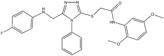 N-(2,5-dimethoxyphenyl)-2-({5-[(4-fluoroanilino)methyl]-4-phenyl-4H-1,2,4-triazol-3-yl}sulfanyl)acetamide 结构式
