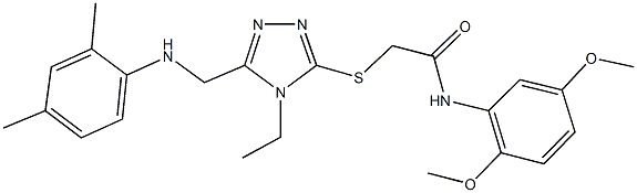 N-(2,5-dimethoxyphenyl)-2-({5-[(2,4-dimethylanilino)methyl]-4-ethyl-4H-1,2,4-triazol-3-yl}sulfanyl)acetamide 结构式