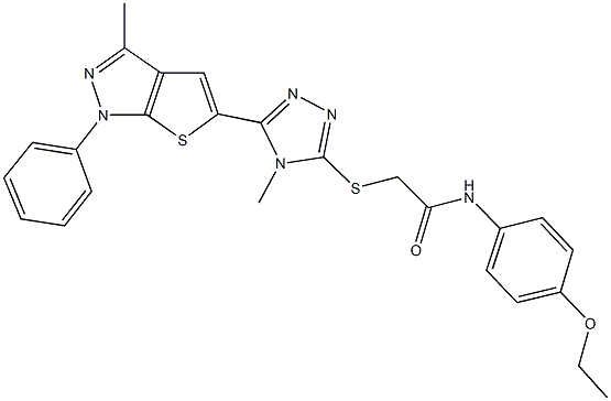 N-(4-ethoxyphenyl)-2-{[4-methyl-5-(3-methyl-1-phenyl-1H-thieno[2,3-c]pyrazol-5-yl)-4H-1,2,4-triazol-3-yl]sulfanyl}acetamide 结构式