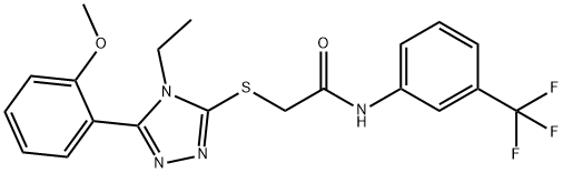 2-({4-ethyl-5-[2-(methyloxy)phenyl]-4H-1,2,4-triazol-3-yl}sulfanyl)-N-[3-(trifluoromethyl)phenyl]acetamide 结构式