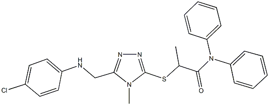 2-({5-[(4-chloroanilino)methyl]-4-methyl-4H-1,2,4-triazol-3-yl}sulfanyl)-N,N-diphenylpropanamide 结构式