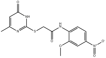 2-[(4-hydroxy-6-methylpyrimidin-2-yl)sulfanyl]-N-[4-nitro-2-(methyloxy)phenyl]acetamide 结构式