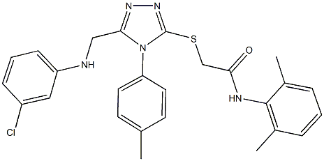 2-{[5-[(3-chloroanilino)methyl]-4-(4-methylphenyl)-4H-1,2,4-triazol-3-yl]sulfanyl}-N-(2,6-dimethylphenyl)acetamide 结构式
