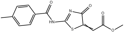 methyl (2-[(4-methylbenzoyl)amino]-4-oxo-1,3-thiazol-5(4H)-ylidene)acetate 结构式
