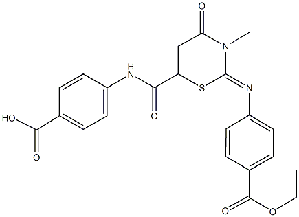 4-{[(2-{[4-(ethoxycarbonyl)phenyl]imino}-3-methyl-4-oxo-1,3-thiazinan-6-yl)carbonyl]amino}benzoic acid 结构式