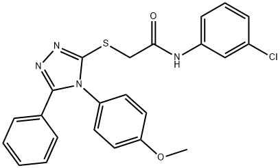 N-(3-chlorophenyl)-2-{[4-(4-methoxyphenyl)-5-phenyl-4H-1,2,4-triazol-3-yl]sulfanyl}acetamide 结构式