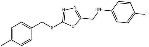 4-fluoro-N-[(5-{[(4-methylphenyl)methyl]sulfanyl}-1,3,4-oxadiazol-2-yl)methyl]aniline 结构式