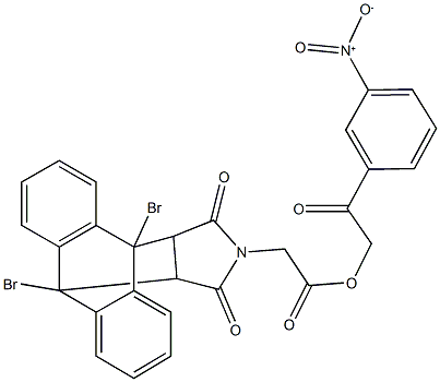 2-{3-nitrophenyl}-2-oxoethyl (1,8-dibromo-16,18-dioxo-17-azapentacyclo[6.6.5.0~2,7~.0~9,14~.0~15,19~]nonadeca-2,4,6,9,11,13-hexaen-17-yl)acetate 结构式