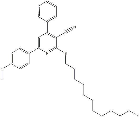 2-(dodecylsulfanyl)-6-(4-methoxyphenyl)-4-phenylnicotinonitrile 结构式