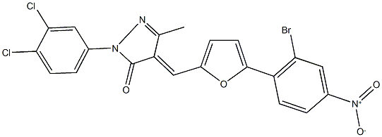 4-[(5-{2-bromo-4-nitrophenyl}-2-furyl)methylene]-2-(3,4-dichlorophenyl)-5-methyl-2,4-dihydro-3H-pyrazol-3-one 结构式