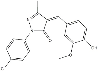 2-(4-chlorophenyl)-4-(4-hydroxy-3-methoxybenzylidene)-5-methyl-2,4-dihydro-3H-pyrazol-3-one 结构式