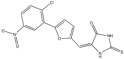 5-[(5-{2-chloro-5-nitrophenyl}-2-furyl)methylene]-2-thioxo-4-imidazolidinone 结构式