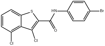 N-(4-bromophenyl)-3,4-dichloro-1-benzothiophene-2-carboxamide 结构式