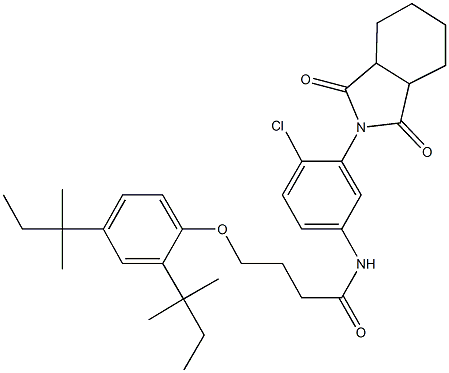 4-{[2,4-bis(1,1-dimethylpropyl)phenyl]oxy}-N-[4-chloro-3-(1,3-dioxooctahydro-2H-isoindol-2-yl)phenyl]butanamide 结构式