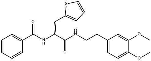 N-[1-({[2-(3,4-dimethoxyphenyl)ethyl]amino}carbonyl)-2-(2-thienyl)vinyl]benzamide 结构式