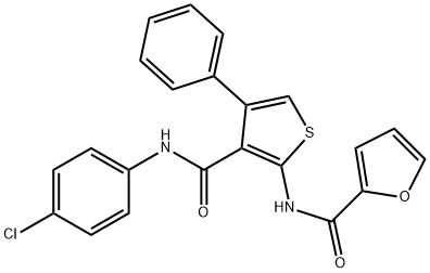 N-{3-[(4-chloroanilino)carbonyl]-4-phenyl-2-thienyl}-2-furamide 结构式