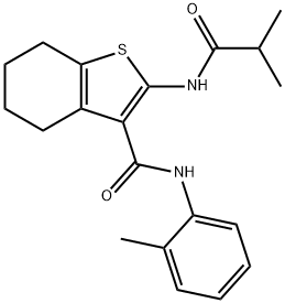 2-(isobutyrylamino)-N-(2-methylphenyl)-4,5,6,7-tetrahydro-1-benzothiophene-3-carboxamide 结构式