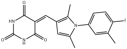 5-{[1-(4-iodo-3-methylphenyl)-2,5-dimethyl-1H-pyrrol-3-yl]methylene}-2,4,6(1H,3H,5H)-pyrimidinetrione 结构式