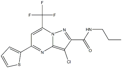 3-chloro-N-propyl-5-(2-thienyl)-7-(trifluoromethyl)pyrazolo[1,5-a]pyrimidine-2-carboxamide 结构式