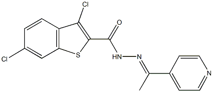 3,6-dichloro-N'-[1-(4-pyridinyl)ethylidene]-1-benzothiophene-2-carbohydrazide 结构式