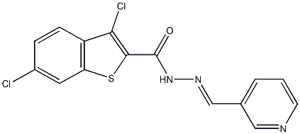 3,6-dichloro-N'-(3-pyridinylmethylene)-1-benzothiophene-2-carbohydrazide 结构式