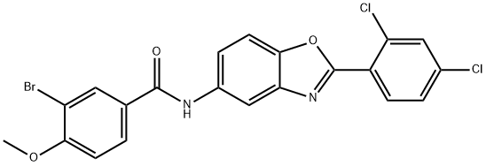 3-bromo-N-[2-(2,4-dichlorophenyl)-1,3-benzoxazol-5-yl]-4-methoxybenzamide 结构式