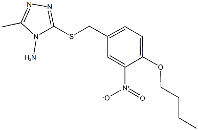 4-amino-3-({4-butoxy-3-nitrobenzyl}sulfanyl)-5-methyl-4H-1,2,4-triazole 结构式