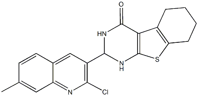 2-(2-chloro-7-methyl-3-quinolinyl)-2,3,5,6,7,8-hexahydro[1]benzothieno[2,3-d]pyrimidin-4(1H)-one 结构式