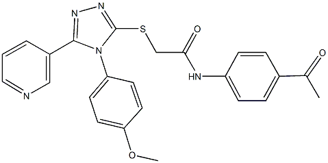 N-(4-acetylphenyl)-2-({4-[4-(methyloxy)phenyl]-5-pyridin-3-yl-4H-1,2,4-triazol-3-yl}sulfanyl)acetamide 结构式