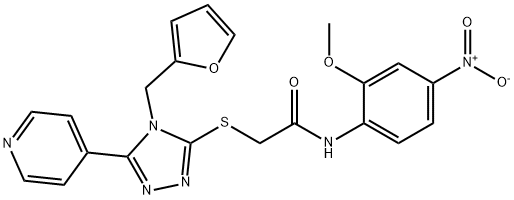 2-{[4-(furan-2-ylmethyl)-5-pyridin-4-yl-4H-1,2,4-triazol-3-yl]sulfanyl}-N-[4-nitro-2-(methyloxy)phenyl]acetamide 结构式