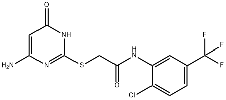 2-[(4-amino-6-hydroxy-2-pyrimidinyl)sulfanyl]-N-[2-chloro-5-(trifluoromethyl)phenyl]acetamide 结构式