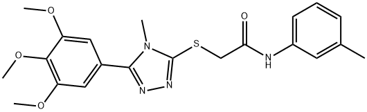 N-(3-methylphenyl)-2-({4-methyl-5-[3,4,5-tris(methyloxy)phenyl]-4H-1,2,4-triazol-3-yl}sulfanyl)acetamide 结构式