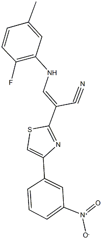 3-(2-fluoro-5-methylanilino)-2-(4-{3-nitrophenyl}-1,3-thiazol-2-yl)acrylonitrile 结构式