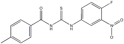 N-{4-fluoro-3-nitrophenyl}-N'-(4-methylbenzoyl)thiourea 结构式