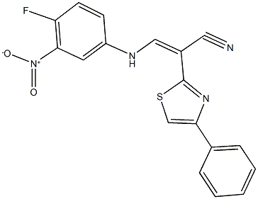 3-{4-fluoro-3-nitroanilino}-2-(4-phenyl-1,3-thiazol-2-yl)acrylonitrile 结构式