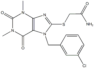 2-{[7-(3-chlorobenzyl)-1,3-dimethyl-2,6-dioxo-2,3,6,7-tetrahydro-1H-purin-8-yl]sulfanyl}acetamide 结构式