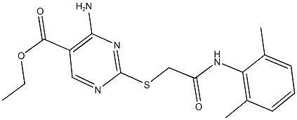 ethyl 4-amino-2-{[2-(2,6-dimethylanilino)-2-oxoethyl]sulfanyl}-5-pyrimidinecarboxylate 结构式