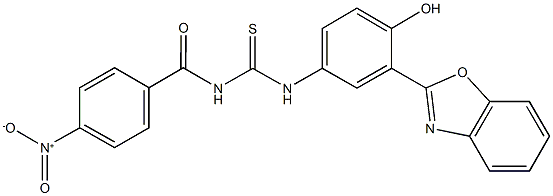 N-[3-(1,3-benzoxazol-2-yl)-4-hydroxyphenyl]-N'-{4-nitrobenzoyl}thiourea 结构式