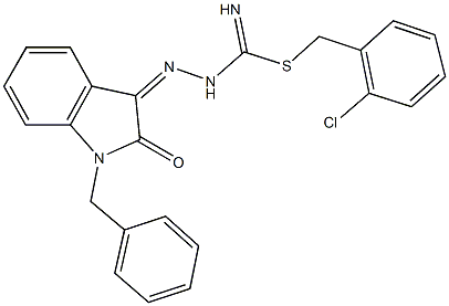 2-chlorobenzyl 2-(1-benzyl-2-oxo-1,2-dihydro-3H-indol-3-ylidene)hydrazinecarbimidothioate 结构式