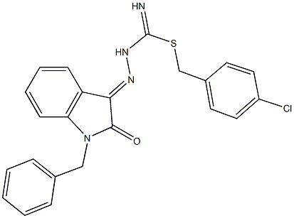 4-chlorobenzyl 2-(1-benzyl-2-oxo-1,2-dihydro-3H-indol-3-ylidene)hydrazinecarbimidothioate 结构式