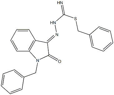 benzyl 2-(1-benzyl-2-oxo-1,2-dihydro-3H-indol-3-ylidene)hydrazinecarbimidothioate 结构式
